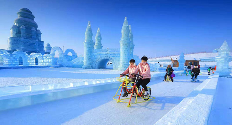 Scape of 2020 Harbin Ice Snow Festival on Daytime